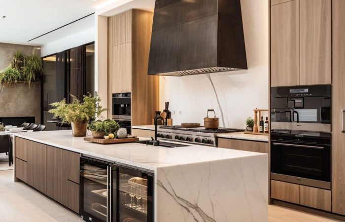 Marble-countertops-and-sleek-cabinetry-create-a-luxurious-modern-kitchen